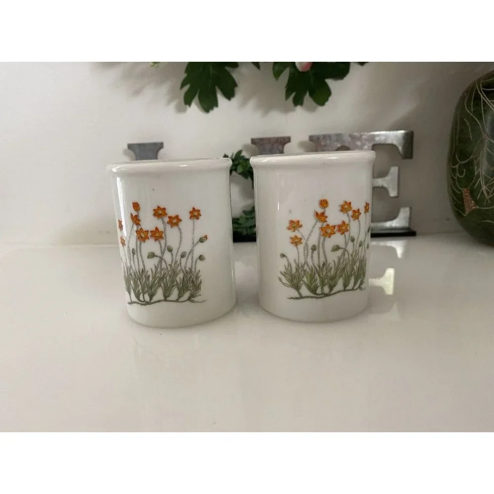 Takashi‎ Ceramic Salt and Pepper Shakers Orange Flowers